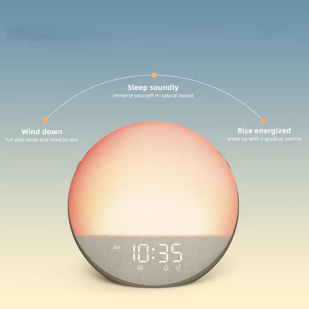 Sunrise Alarm Clock with Bluetooth Speaker for Bedroom, Natural Wake Up, Dimmable Clock, White Noise Machine, Cocoa
