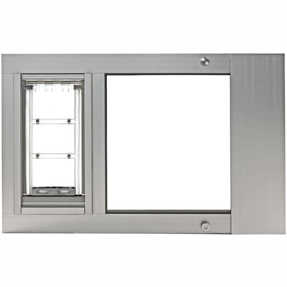Endura Flap Pet Door for Sash Windows | Energy-Efficient Window Insert with Dual-Layer Insulating Flap | Easy Installation in Vertical Sliding Windows | Silver Medium Flap 34"-37" Window Width