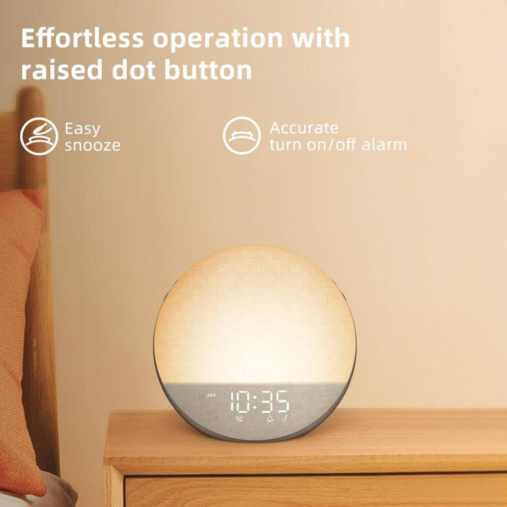 Sunrise Alarm Clock with Bluetooth Speaker for Bedroom, Natural Wake Up, Dimmable Clock, White Noise Machine, Cocoa