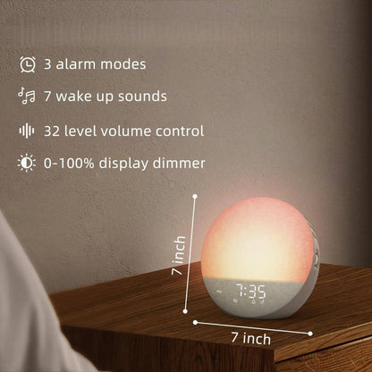 Sunrise Alarm Clock with Bluetooth Speaker for Bedroom, Natural Wake Up, Dimmable Clock, White Noise Machine, Cocoa